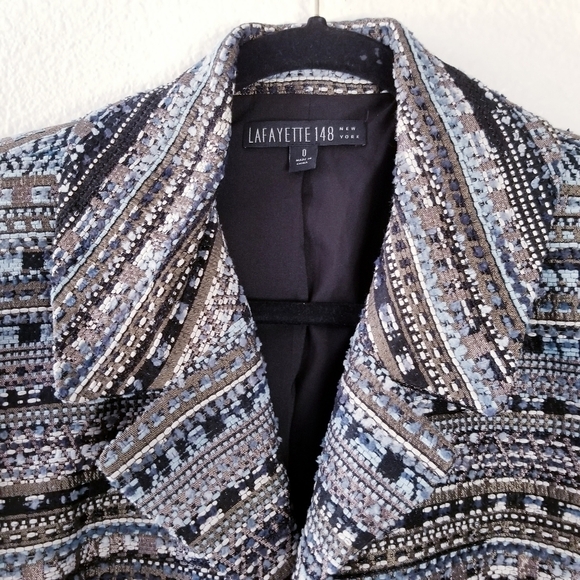 LAFAYETTE 148 NY Blue Tweed Bouclé Jacket Blazer - Picture 6 of 11